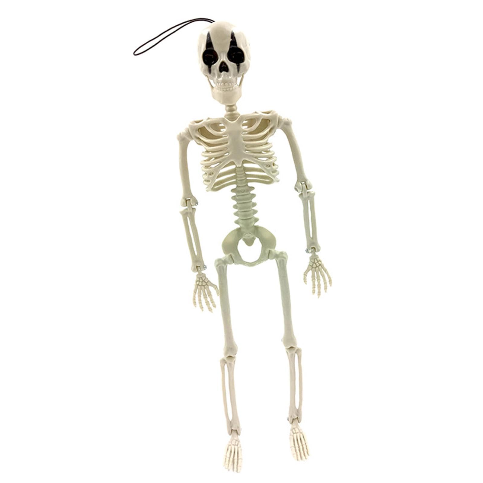 Ruchomy szkielet, wiszący szkielet na Halloween, wiszące ozdoby na imprezę, 40,6 cm, prezent na imprezę, dekoracja, realistyczny szkielet do wejścia, czerwony nos