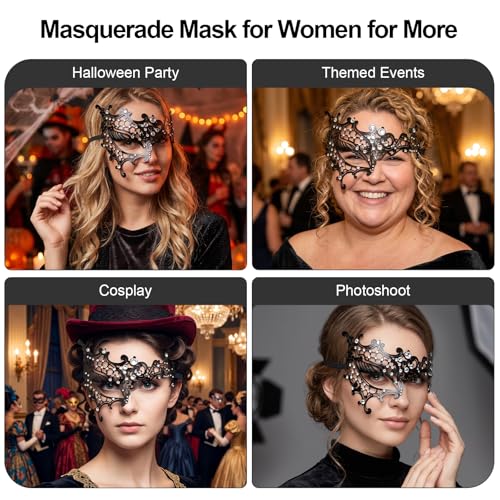 Image of Exlinonline Lace Masquerade Mask Elastic,Fit for Adult,Soft Gentle Material,Specially For Costume,Thememed Party