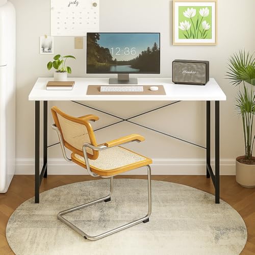 Image of Amazon Brand - Solimo Premium Engineered Wood Office Desk | Study Table for Students & Adults | Compact Wooden Desk for Home (White)