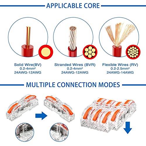 Image of Serplex 34pcs Wire Connector Cable Connector Compact Single Wire Connectors Assortment Splicing Connectors Lever Wire Connectors Terminal for 28-12 AWG, Soft and Hard Wire Universal (SPL-1)