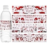 Cinnvoice 48 Pcs Halloween Water Bottle Labels Bloody Handprint Water Bottle Sticker 9.45' x 1.97' Water Proof Drink Labels Wrappers for Halloween Party Ornaments Supplies
