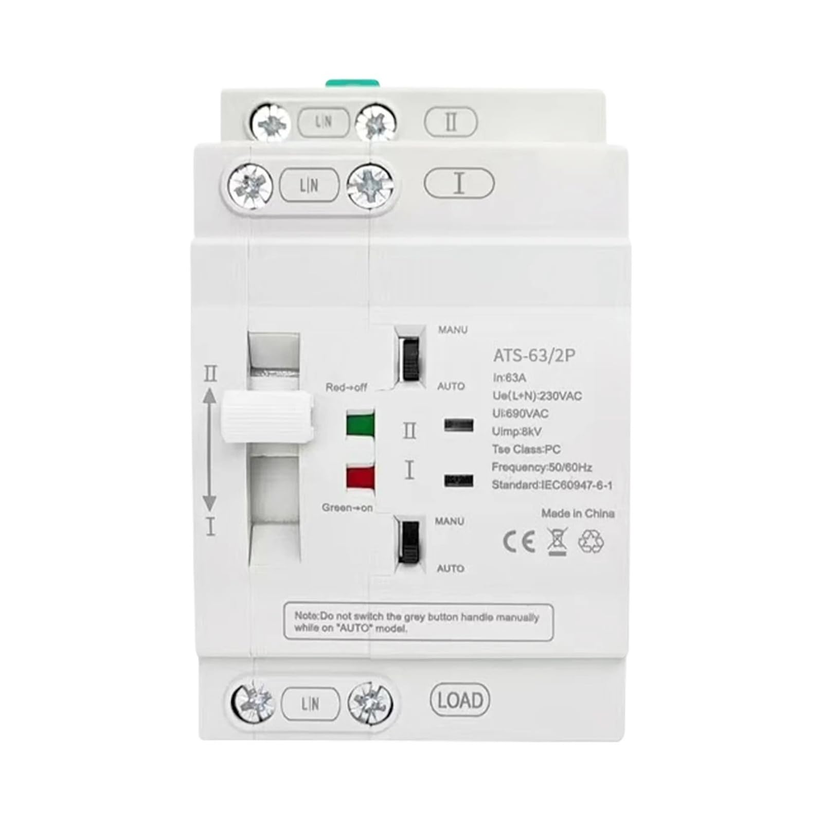 Interruttore di trasferimento automatico a doppia alimentazione PC 110V 220V 25A 40A 63A Interruttore di trasferimento di alimentazione domestica 50/60Hz