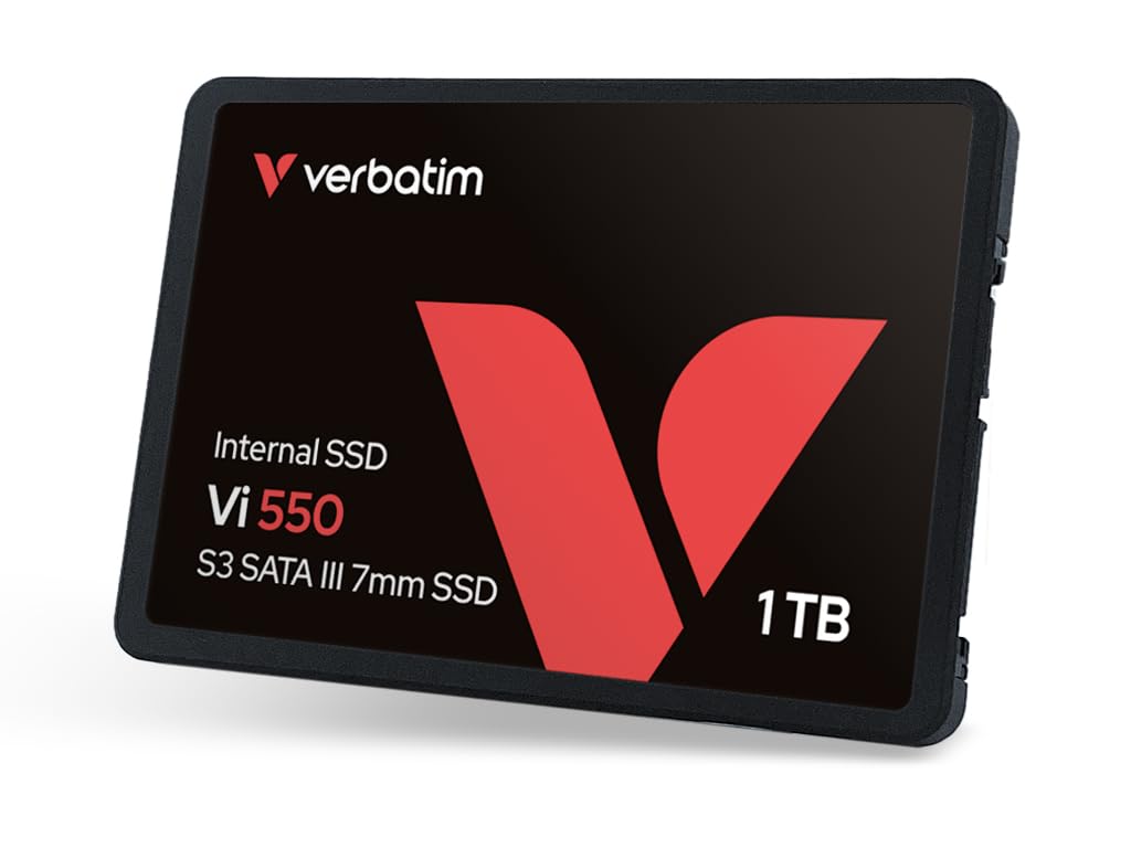 Verbatim Vi550 S3 SSD - SSD Interne 1TB - Solid State Drive - 2.5'' Interface SATA III - Disque Dur Interne SSD Technologie 3D NAND - SSD 1TB Haute Performance - Jusqu’à 560MB/s - Noir