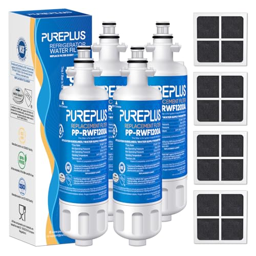 Image of PUREPLUS 469690 LT700P Replacement for LG Kenmore Elite 9690, ADQ36006102, ADQ36006101, LFXS30766S, LFX28968ST, LFX31925ST, LFX31945ST, RWF1052, LT120F, Refrigerator Water and Air Filter Combo, 4Pack