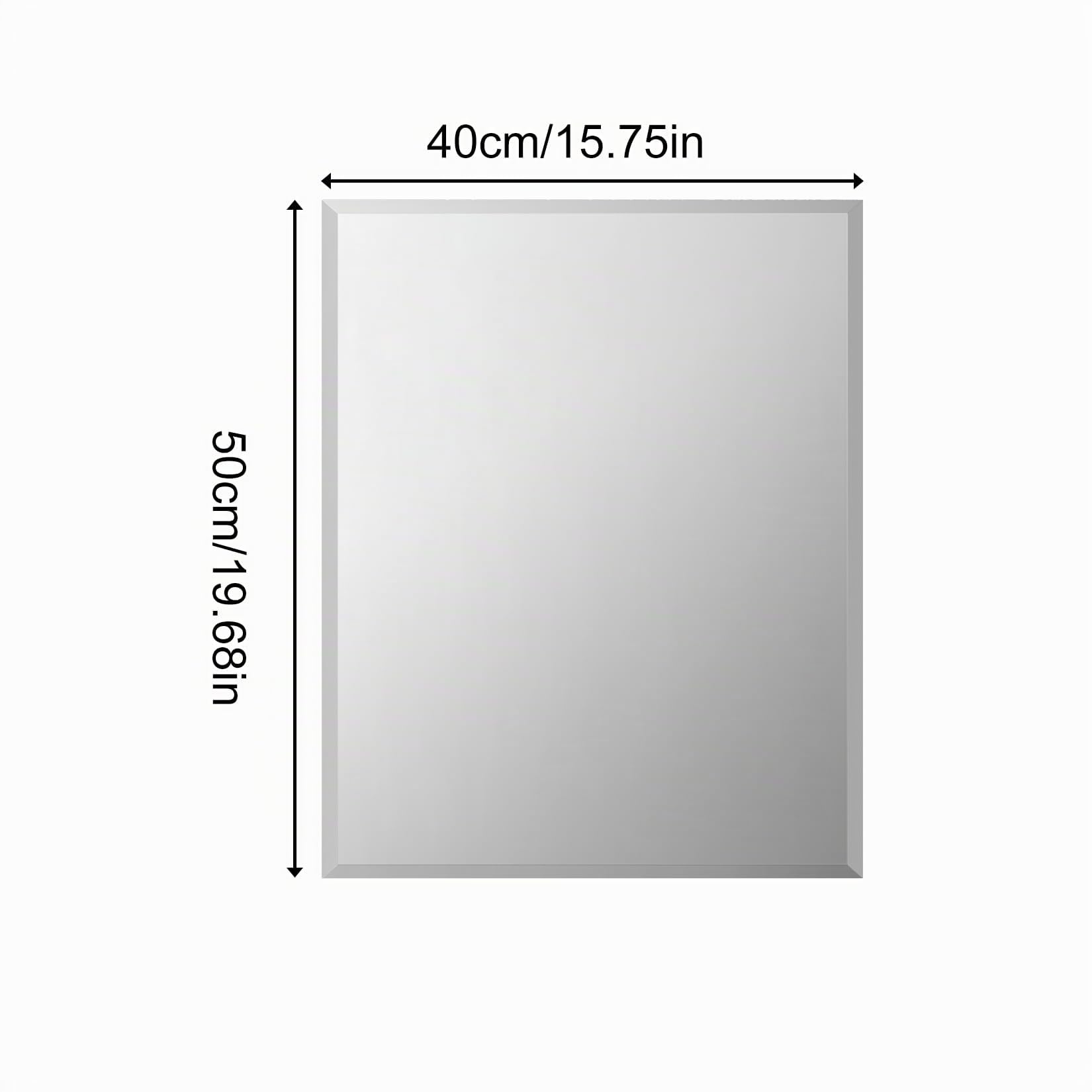 Specchio da parete rettangolare senza cornice smussato adatto a stanze piccole argento 40x50cm