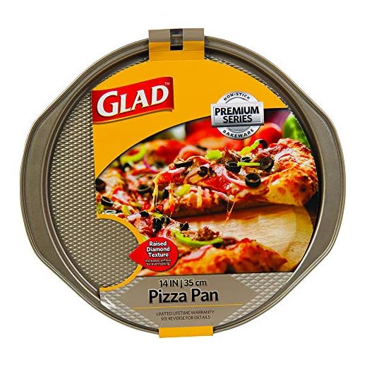 Glad Nonstick Large Pizza Pan for Oven | Round Baking Tray | Textured Cooking Sheet Crisper | Premium Bakeware Series for Home Kitchen, 14 Inch, Gold