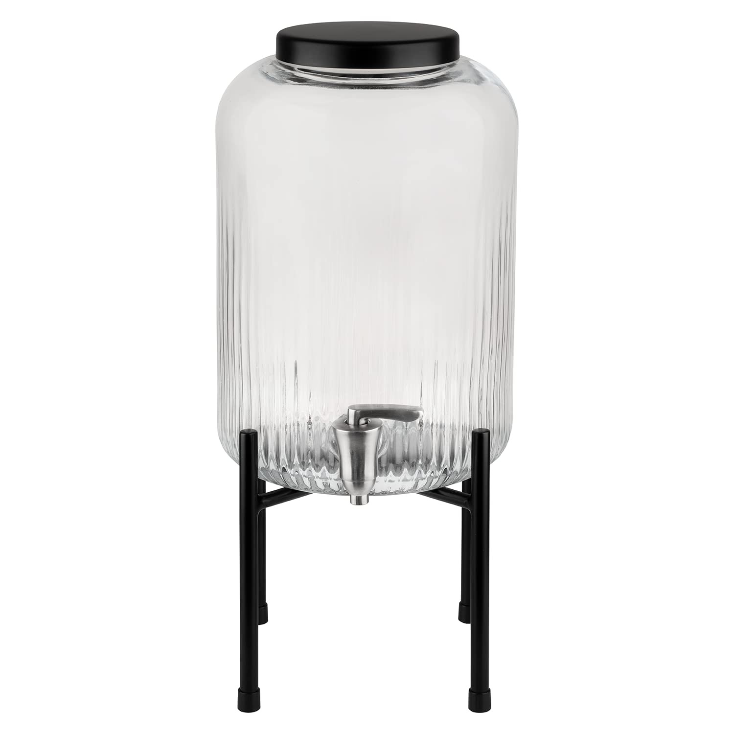 APS 10450 Getränkespender "INDUSTRIAL", 7 Liter, Glasbehälter, Edelstahl Zapfhahn, Anitrutschmatte aus Silikon