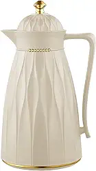 Garrafa Térmica Khadija 1L Off White com Dourado – Conservação de Temperatura e Design Sofisticado