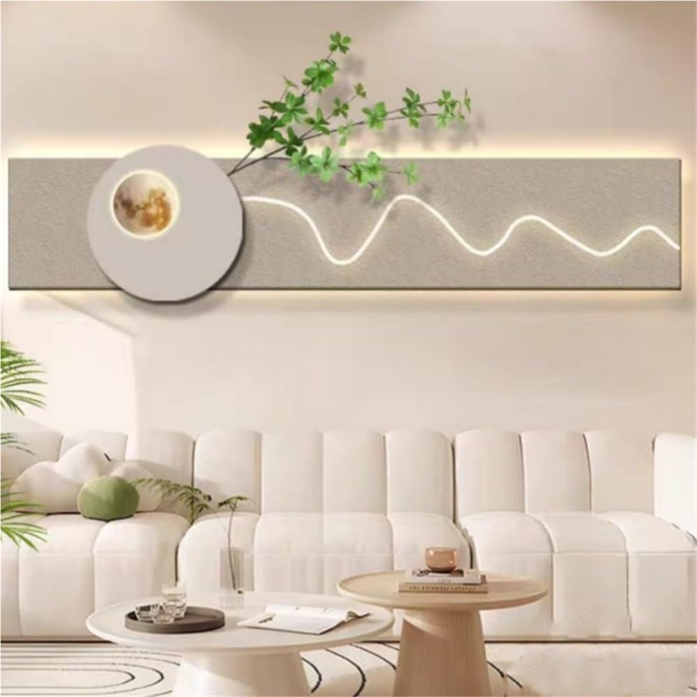 Cuadro de Pared con visión 3D y Luces, Moderno Cuadro Colgante, con Fuente de alimentación enchufable y LED de Alivio, decoración de Pared Grande para Dormitorio y Sala de Estar (A