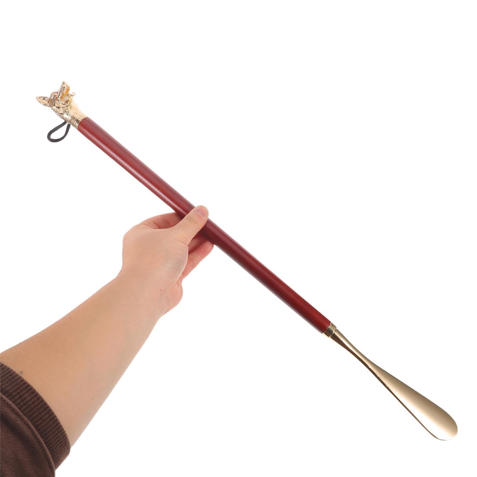 Calzascarpe in Lega di Zinco e Legno, 56cm, Testa di Cane, Aiuto per Stivali e Sneaker, per Anziani e Donne