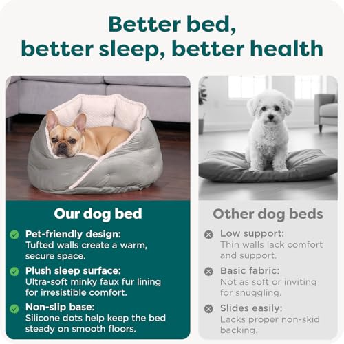 Image of Furhaven 24 inch Round Pet Bed for Indoor Cats & Medium /Small Dogs, 100% Washable, For Pets Up to 35 lbs - Minky Plush & Velvet Hug Bed - Silver Gray, 24-inch