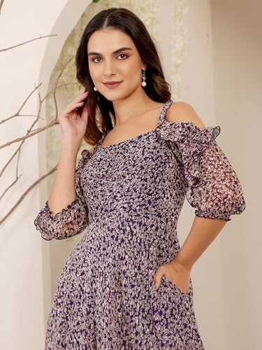 Image of Miss Chase Women's Round Neck Cap Sleeves Lace Knee -Long Skater Dress