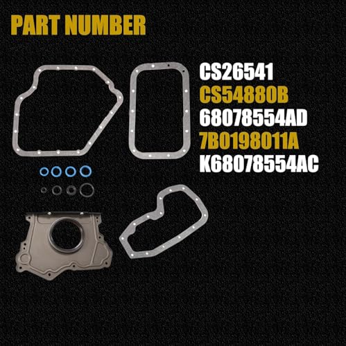 Image of AUCERAMIC CS26541 68078554AD Oil Pan Gasket Set Fit for 2011-2016 Chrysler 200 300 Dodge Avenger Challenger Charger Durango Grand Caravan Journey Jeep Grand Cherokee Wrangler Ram 1500 C /V 3.6L V6