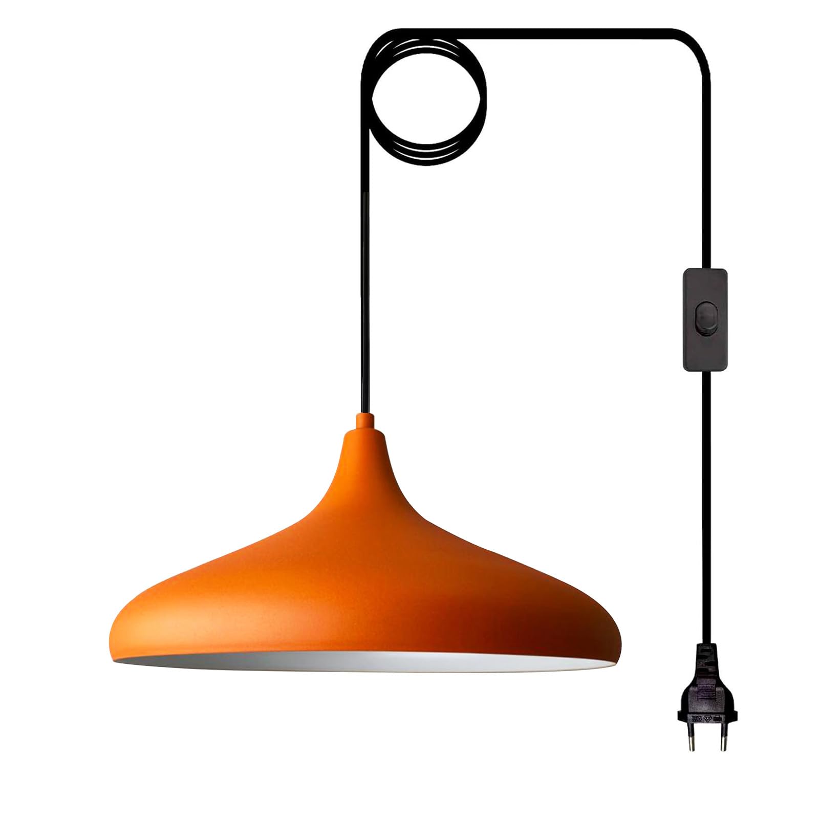 bamyum Lampadario a Sospensione con Spina, Lampadario Cucina 35 cm, Lampada da Soffitto con 450 cm Cavo, Lampadario a Sospensione, Lampada per Isola da Cucina in Metallo, Lampadario Arancione