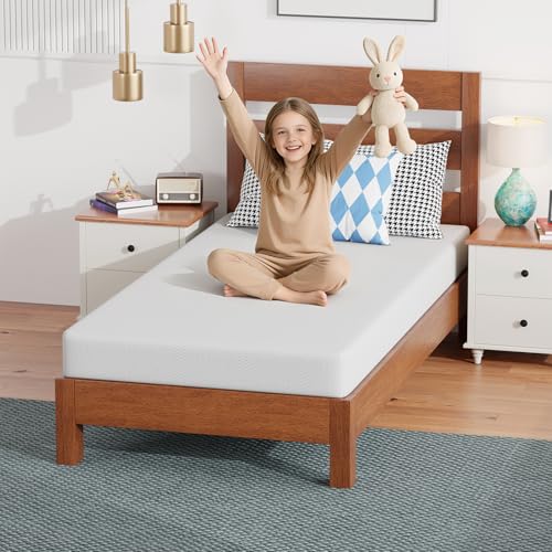 Image of FDW 6 Inch Twin Mattress, Gel Memory Foam, Medium Firm Support, Pressure-Relieving & Cool Sleep, Removable Washable Zipper Cover, Bed-in-a-Box, CertiPUR-US Certified