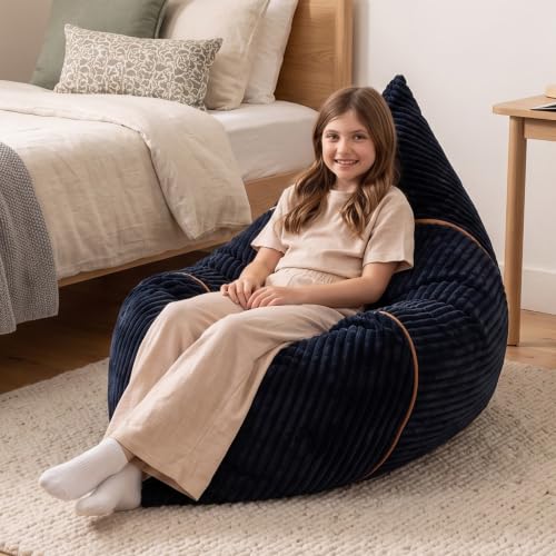 Image of Big Joe Turnabout 3-in-1 Convertible Kids Bean Bag Chair, Midnight Blue