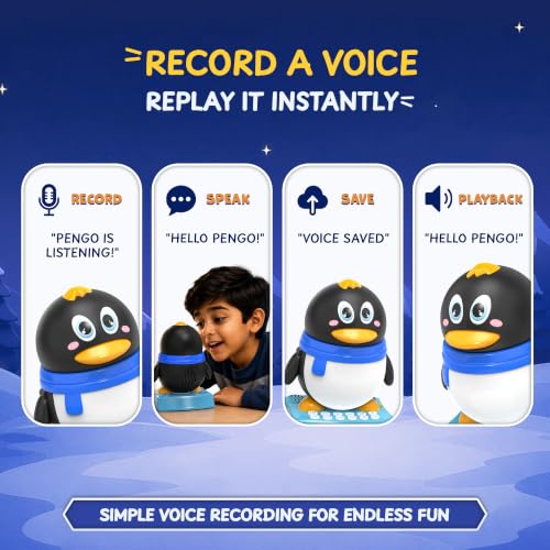 Image of Pengo the Dancing Penguin & Musical Toy for Kids - Storytelling, Learning & Rhymes - Rechargeable Bluetooth Speaker, Record & Playback - Educational Gift for Boys & Girls 3+ Years (Blue)