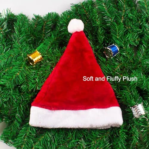Red Christmas Santa Hat with Green Gloves, Fluffy Costume for Xmas Halloween Cosplay Party (Xmas Hat and Green Hands Set)3