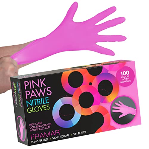 Pink Paws Nitrile Gloves, Latex Rubber Free