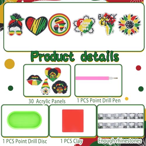 Kit de 24 imanes decorativos de arte diamante Juneteenth miniatura 4