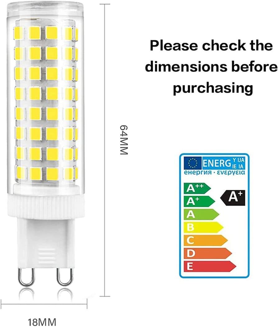 G9 Bombillas LED, Bombillas LED de araña de 10 W 102 cuentas de lámpara 1000 lm AC 220 V (equivalente a halógeno de 80 W), base de pin bi G9 no regulable, ángulo de haz de 360°,Cold white,10 Pack