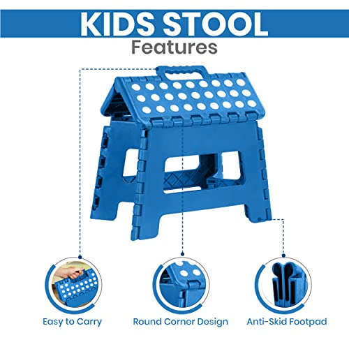 Utopia Home Folding Step Stool - (Pack Of 1) Foot Stool With 9 Inch Height - Holds Up To 300 Lbs - Lightweight Plastic Foldable Step Stool For Kids, Kitchen, Bathroom & Living Room (Blue) #TOP1