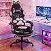 Dowinx Gaming Stuhl Ergonomisch mit Fußstütze, Katzenpfoten Gaming Chair aus Stoff, Flügelloses Sitzdesign, Verstellbarer Gamer Stuhl & PC Stuhl, Gaming Stuhl rosa Katze, für Erwachsene,rosa schwarz
