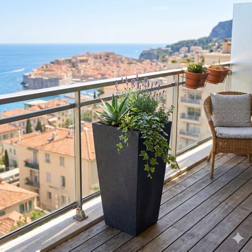Image of Plastic Planter Pot Gamla 12Inch | 18 Inch | 24 Inch Color White | Black | Beige, White, Black, 18 Inch (Plant Not Included)