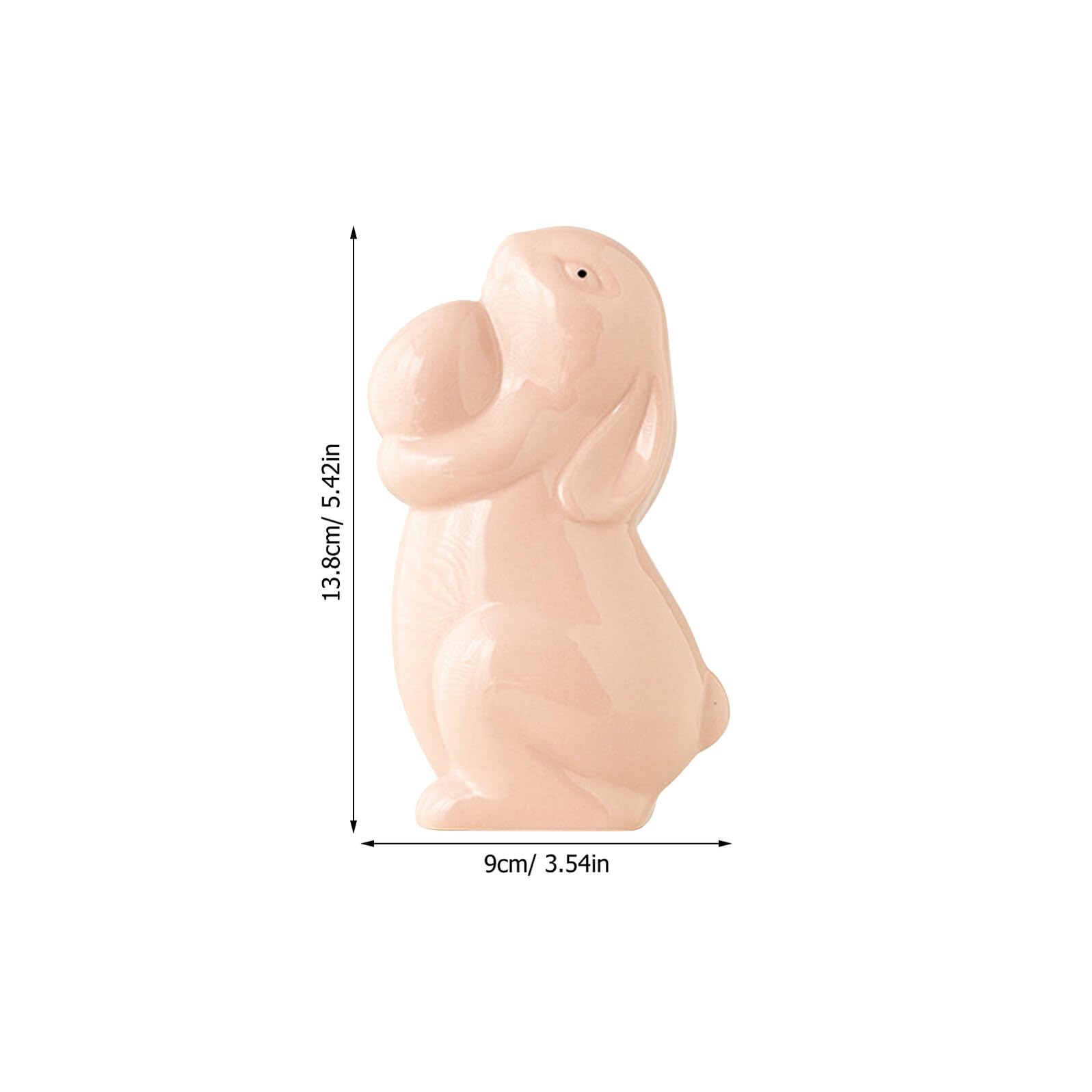 Artibetter 2 Stück Keramik Kaninchen mit Ei Kleine Hasenfiguren in Weiß und Rosa als Osterdekoration für Tisch und Kinderzimmer
