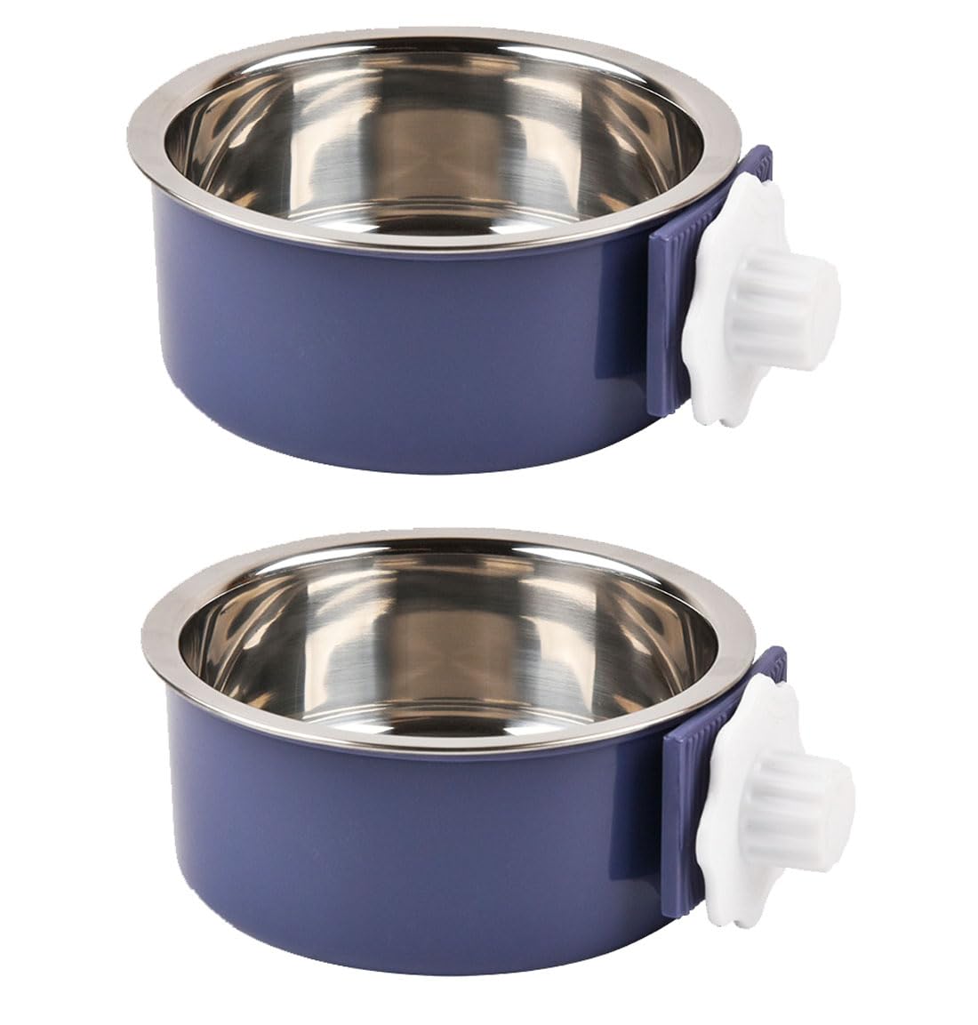 KuTi Kai 2 IN 1 Stainless Steel Pet Hanging Bowl Removable Dog Bowl for Crates Puppy Food Feeder Water Dish with Bolt Holder Dog (Purple-Small-2Packs)