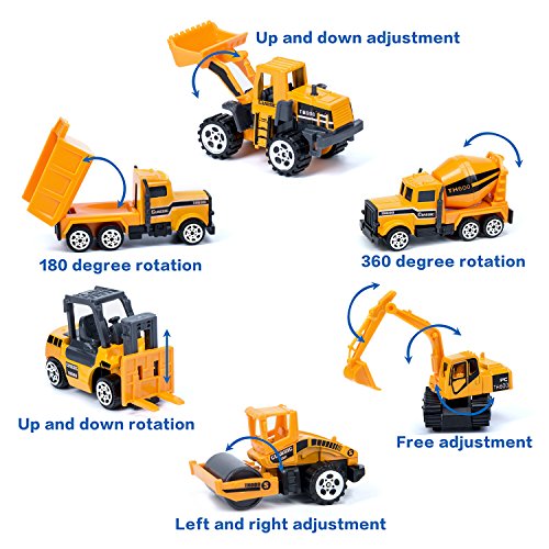 image for Elongdi Die-Cast Construction Toys Set, Excavator Toy Vehicles, Dump T