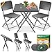 KESSER® Set da bistrò, 3 pezzi, tavolo da balcone con 2 sedie, resistente alle intemperie e ai raggi UV, set da balcone pieghevole, in acciaio rivestito e effetto rattan, set di mobili da giardino con immagine