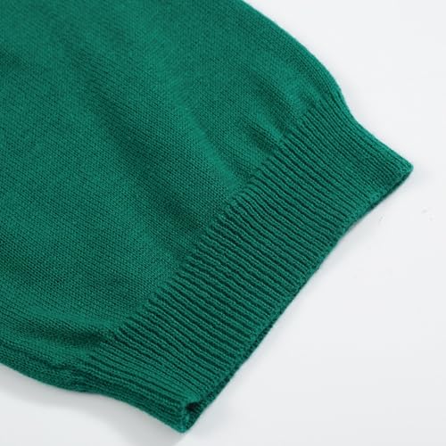 Women's Green Knitted T-Shirt, Retro Animal Pattern Crewneck Cotton Short Sleeve- Cropped Length4