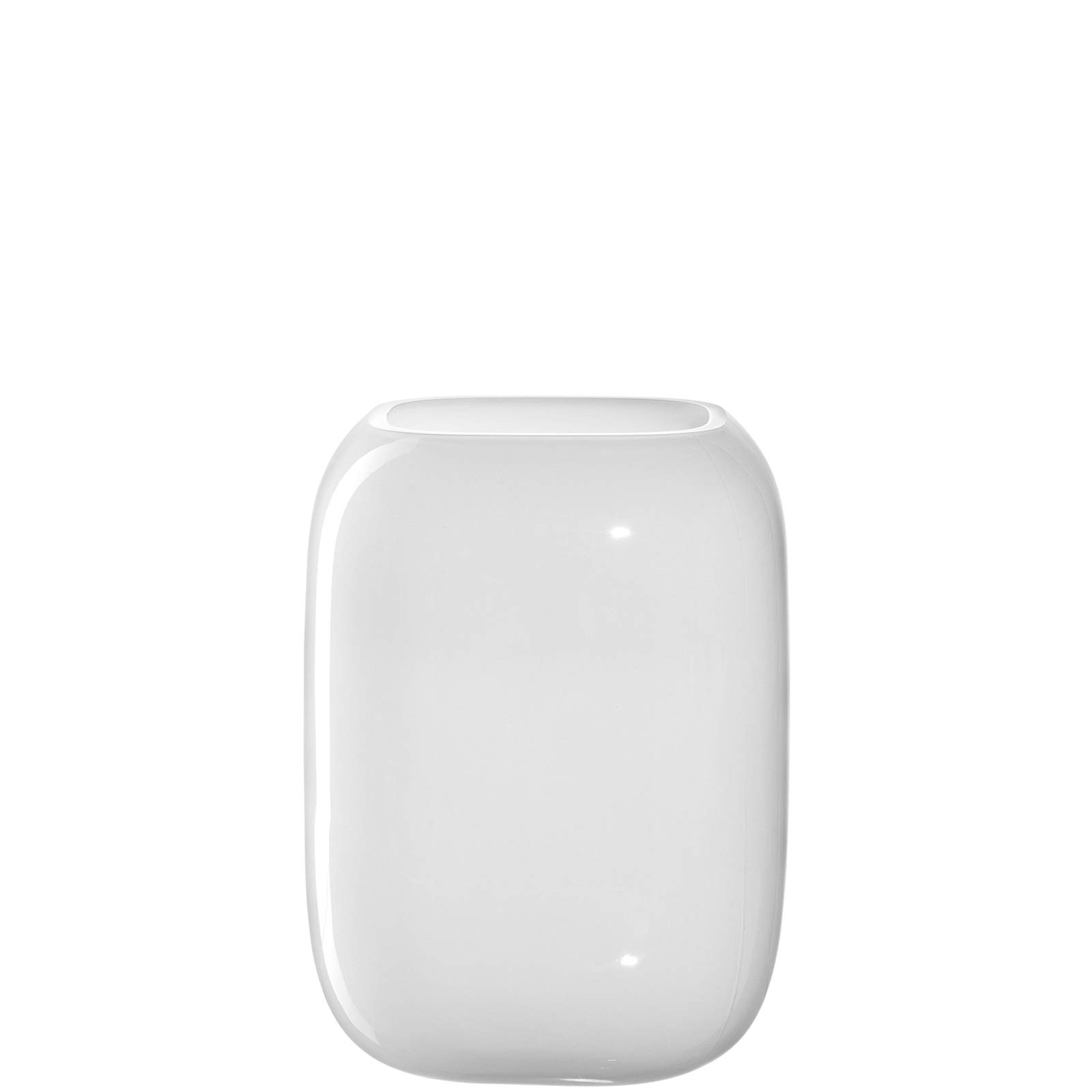 Leonardo Milano, Blumenvase aus weiß gefärbtem Glas, handgefertigte Glasvase in modernem Design, Höhe: 20 cm, Breite 15 cm, 041663