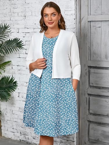 Image of AusLook Plus Size Midi Dress for Women Sleeveless Casual Summer Tank Dress with Pockets A-Line Loose Swing Dress 1-5X
