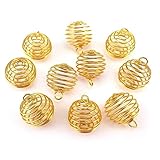 yueton 50pcs Spring Bead Cages Pendants 15x14mm (Gold)