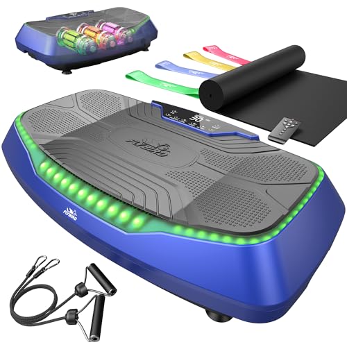 FLYBIRD 4D Vibration Plate 500 LBS Capacity, Oscillation, Linear, Pulsation Vibration Plate Exercise Machine, Triple Motors Vibration Plate for Bone Density Building & Lymphatic Drainage blu