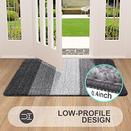 Grandaily Indoor Doormat, 20" x 32" Non-Slip Mud Trapper Absorbent Front Door Mats, Washable Striped Inside Entryway Mat, Low-Profile Welcome Mat Entrance Mat, Grey image 5
