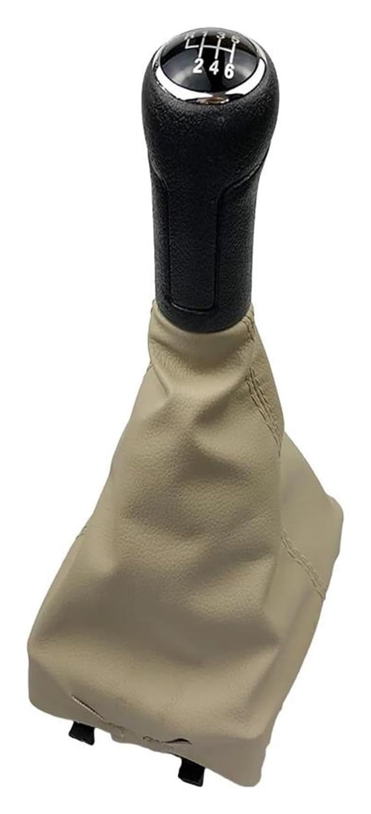Jsrvqkms One Color Car Gear Knob For Vw For Polo 9N 9N2 9N3 2001-2009 Car Gear Shift Knob Lever Shifter Gaiter Boot Cover(6 Speed Beige)