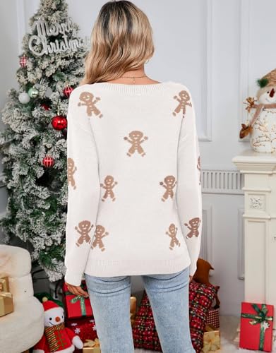 Image of Womens Cute Heart Sweater Crew Neck Long Sleeve Pullover Valentines Sweater