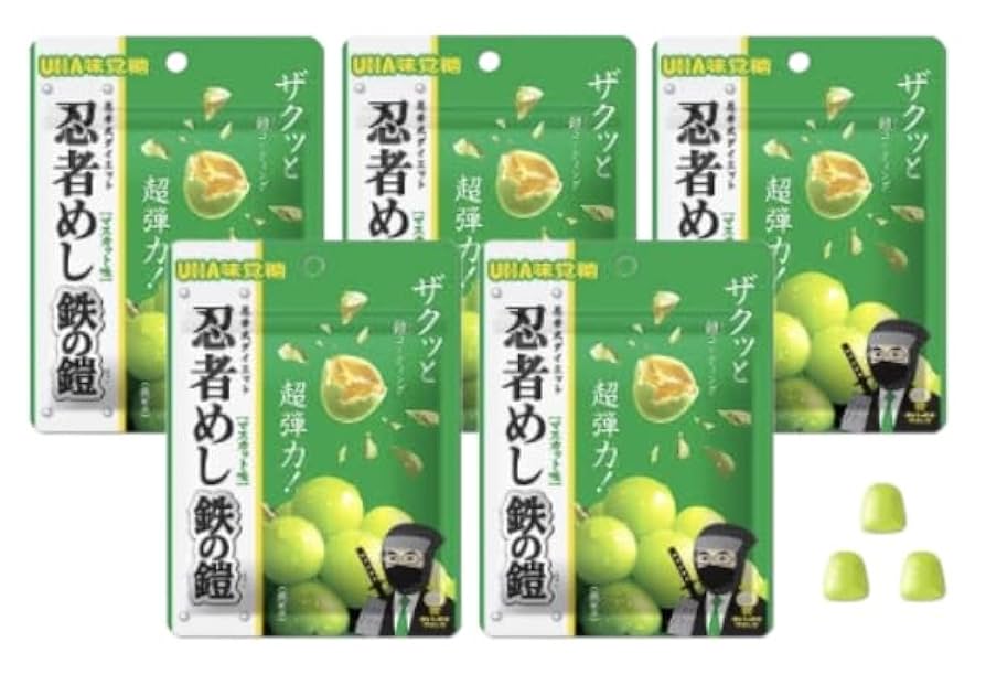 忍者めし ザクッと超弾力 ハードグミ 28個 マスカット味 なんと！ UHA味覚糖の【忍者めし】🥷から 大阪羽曳野産シャイン