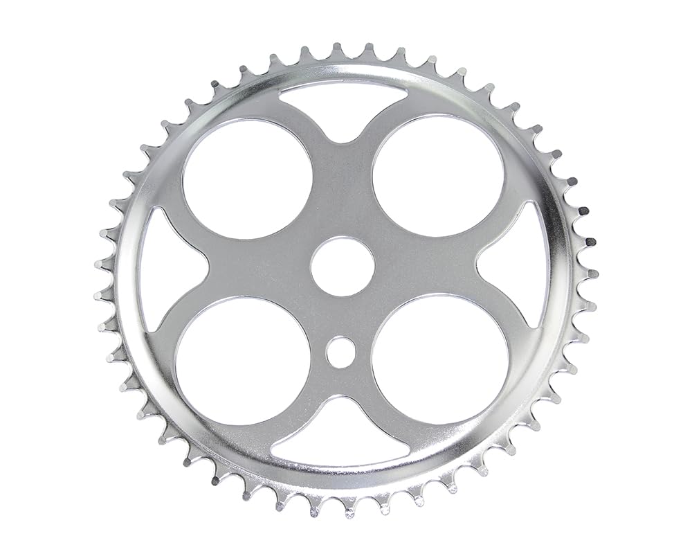 Alta 4 Circles Bike Steel Sprocket/Chainring, 46T Chrome, Various Thickness (46 Teeth (1/2 x 3/32))