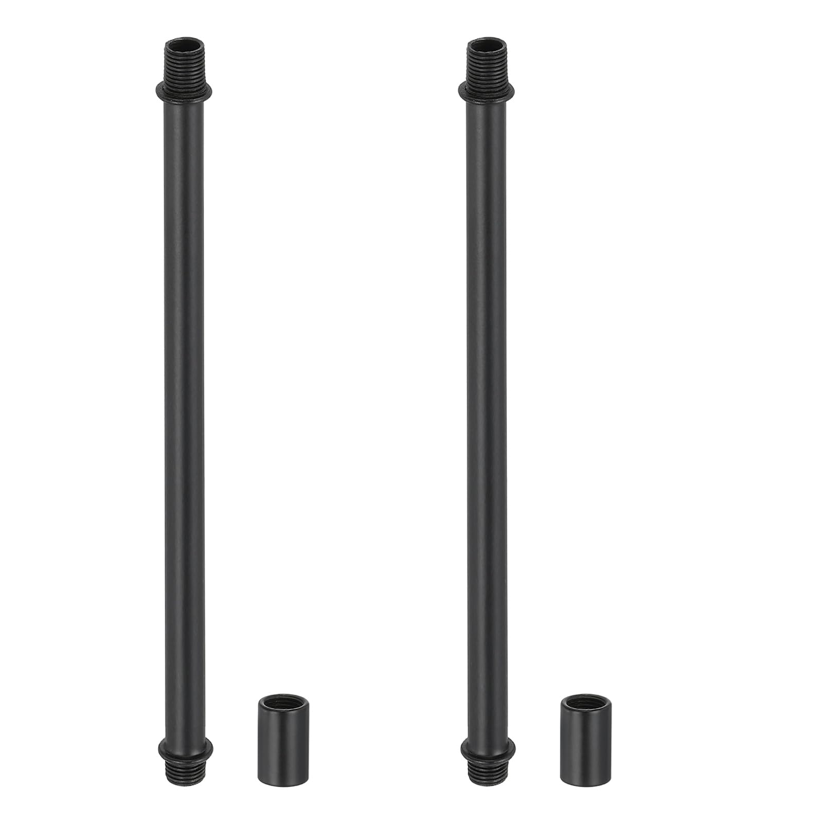 PATIKIL Straight Pipe Lamp Stems Rod Kit, 2 Set M10 Carbon Steel 200mm(7.87") Long Double End Thread Rod with Coupling Nuts Sleeve Connector for Table Lamps Chandeliers,Black