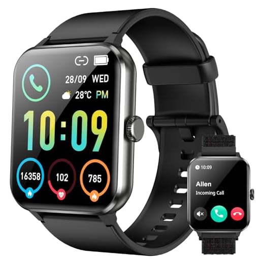 Smartwatch Herren Damen mit Telefonfunktion,1.85'' HD Smart Watch, 100+ Sportmodi Fitness Tracker mit 24/7 Herzfrequenz SpO2 Schlafmonitor Schrittzähler, IP68 Wasserdicht für IOS Android, 2 Armbänders
