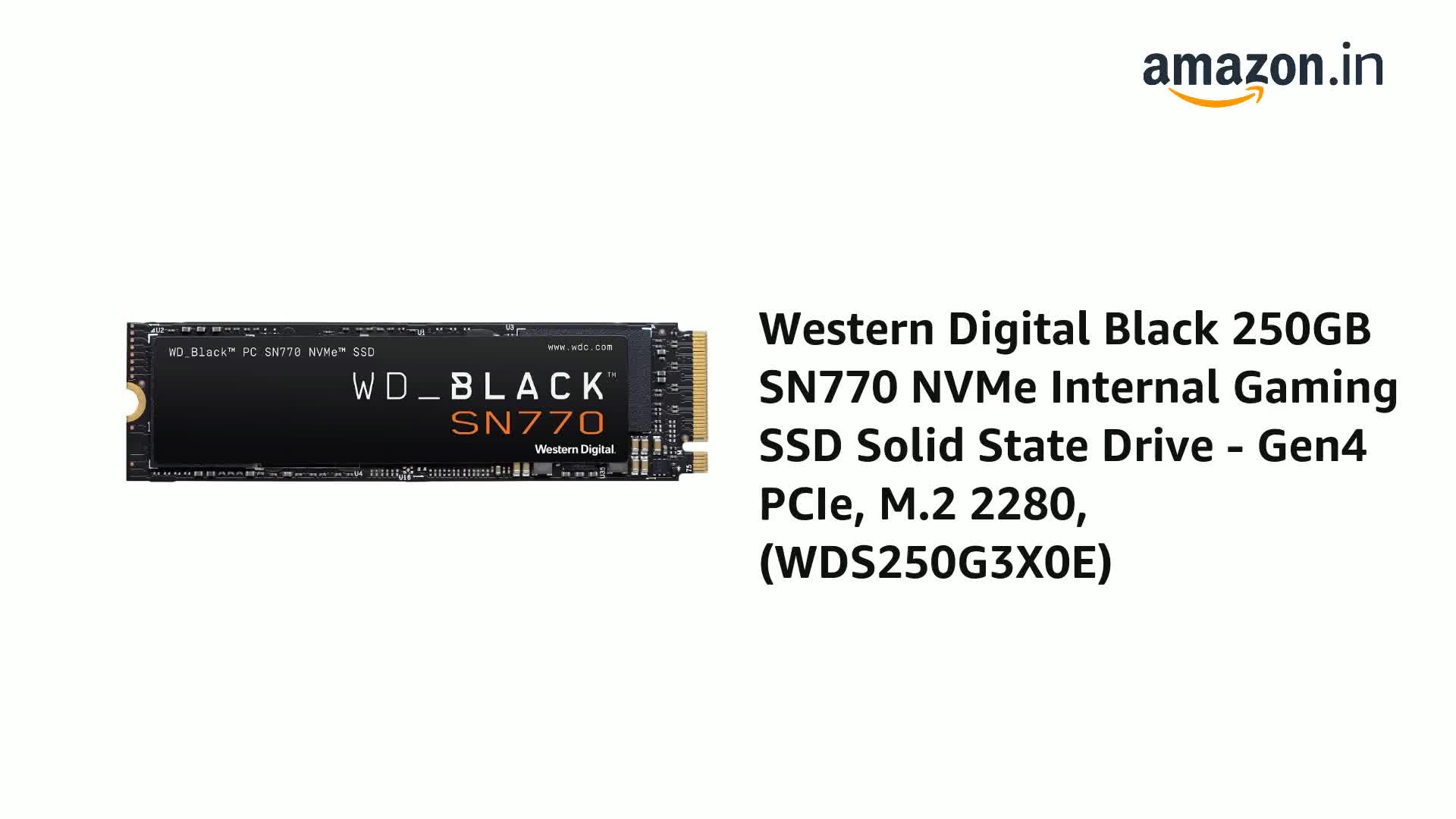 Amazon.in: Buy Western Digital WD Black SN770 NVMe 250GB, Upto