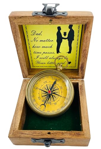 Brújula grabada MADSNIIB con caja de madera vintage miniatura 6
