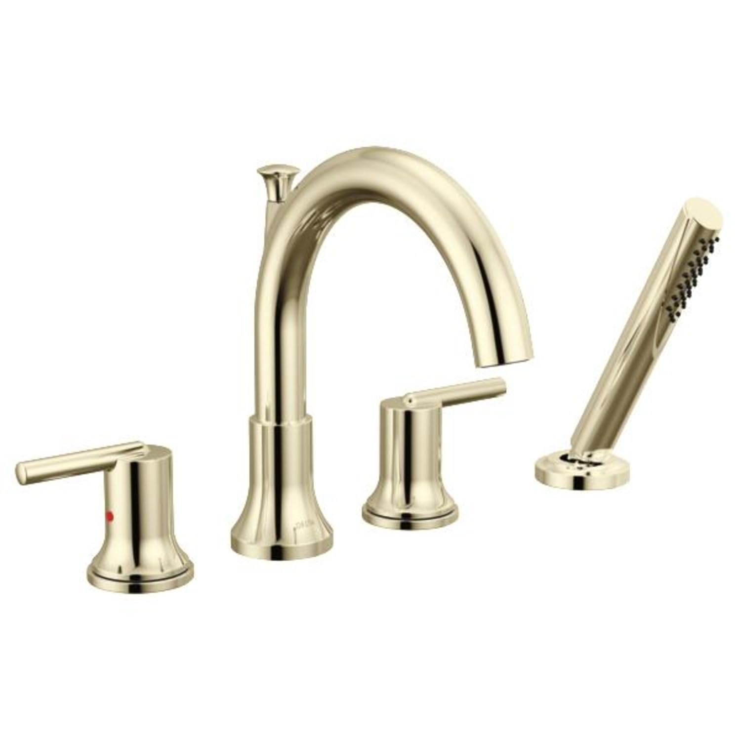 DELTA Faucet Trinsic Roman Tub Trim with Hand Shower - 4-Hole Deck Mount Bath Tub Faucet with Hand