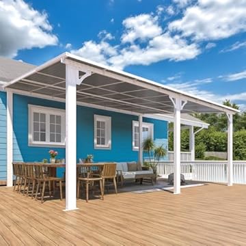 white pergola with roof