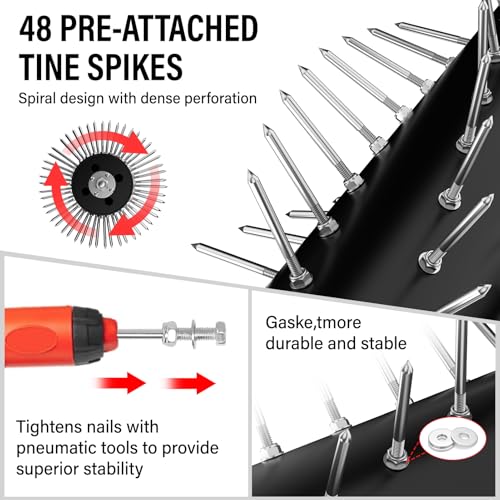 VASALAID Manual Rolling Lawn Aerator,Pre-Attached Spike Grass Rolling Aerators Tool with Wheels for Lawns,Garden,and Yard Grass - Image 3