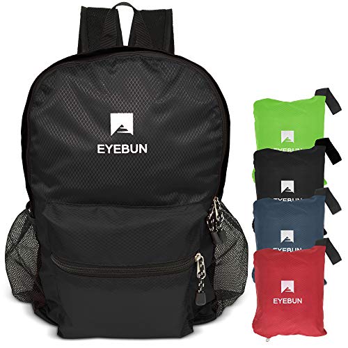 Eyebun 20L Lightweight Packable Travel Hiking Camping Beach Daypack | Water Resistant Outdoor
